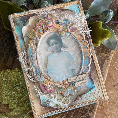 a little girl in blue…and by blue, I mean salvaged patina